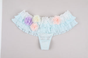 Pleated Pompoms Thong